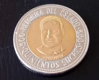 LOTE 8 MONEDAS Y BILLETE ECUADOR  10000 SUCRES.