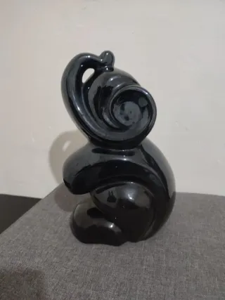 Figura Elefante Cerámica Negra Decoración