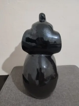 Figura Elefante Cerámica Negra Decoración