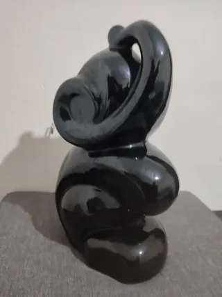 Figura Elefante Cerámica Negra Decoración