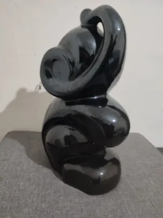 Figura Elefante Cerámica Negra Decoración