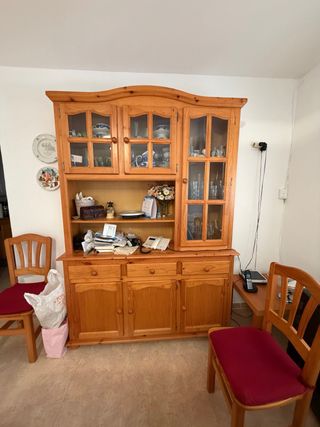 Mueble Comedor Madera Cristal