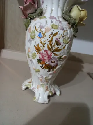 Vaso ceramica vintage decorato fiori