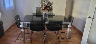 Mesa Comedor Extensible Cristal Oscuro