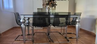 Mesa Comedor Extensible Cristal Oscuro