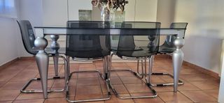 Mesa Comedor Extensible Cristal Oscuro