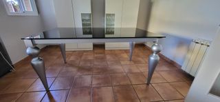 Mesa Comedor Extensible Cristal Oscuro