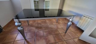 Mesa Comedor Extensible Cristal Oscuro