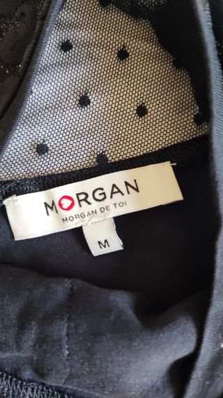 Camiseta Morgan M Transparencias Encaje Azul