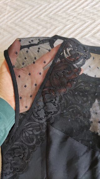 Camiseta Morgan M Transparencias Encaje Azul