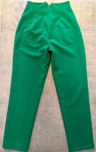 Pantalón Zara Verde Talle Alto