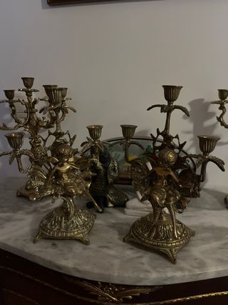 Pareja Candelabros Bronce antiguos