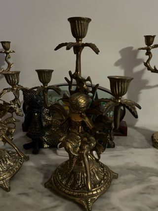 Pareja Candelabros Bronce antiguos