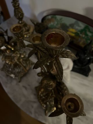 Pareja Candelabros Bronce antiguos