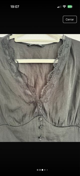 Blusa seda negra manga larga