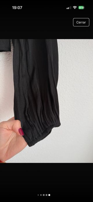 Blusa seda negra manga larga