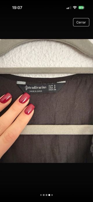 Blusa seda negra manga larga