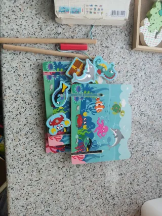 Lote de Juego de madera  Pesca y puzzle