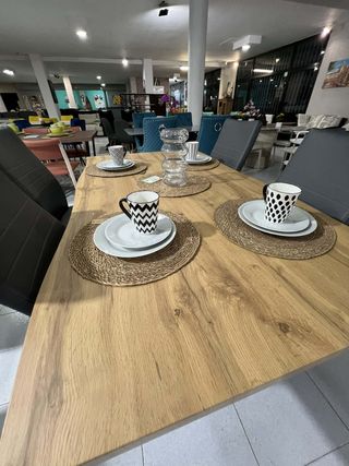 Mesa Comedor Estilo Madera Patas Metal