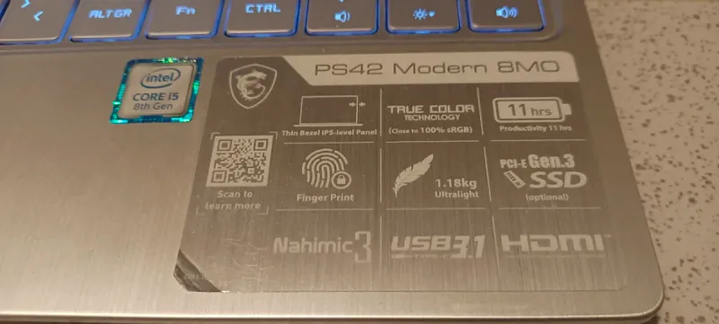 Portátil MSI PS42 Modern 8MO afbeelding 10