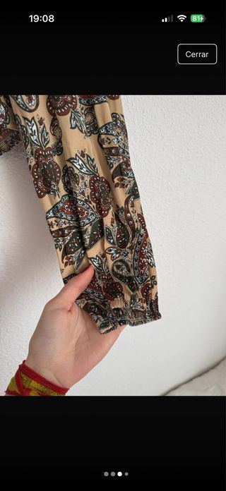 Blusa seda estampado paisley manga larga