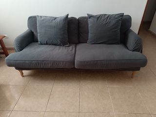 Sofá 2 plazas gris tela