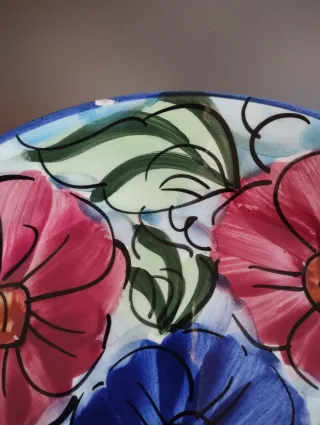 Plato cerámica decorativo flores