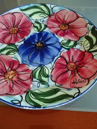 Plato cerámica decorativo flores