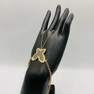 Pulsera Manita Mariposa Perforada 18K