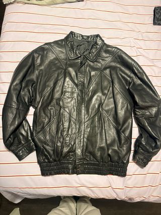 Chaqueta de cuero hombre negra