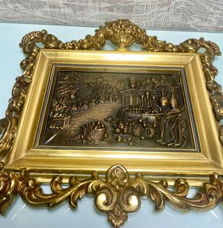 Pareja cuadros barrocos dorados. Cornucopia