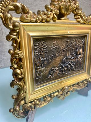 Pareja cuadros barrocos dorados. Cornucopia