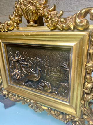 Pareja cuadros barrocos dorados. Cornucopia