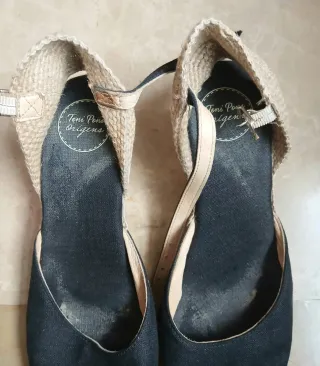 Alpargatas cuña azul y beige