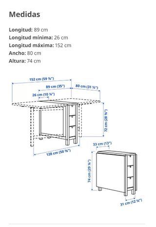Mesa Norden Abatible de Abedul IKEA