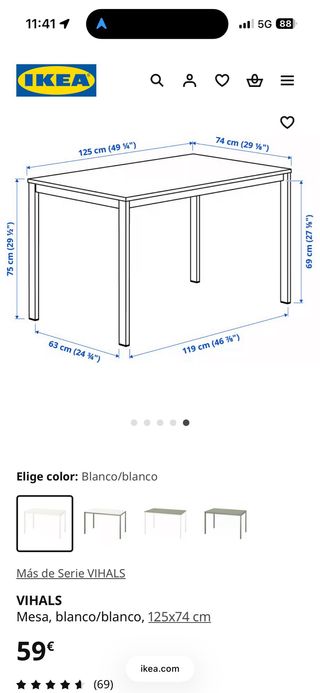 Mesa de escritorio Ikea blanca