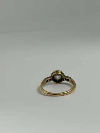 Sortija oro 18k con diamante y zafiro