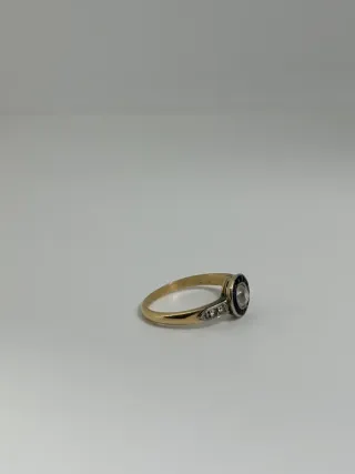 Sortija oro 18k con diamante y zafiro