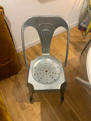 Silla Tolix Diseño Metal Plateado