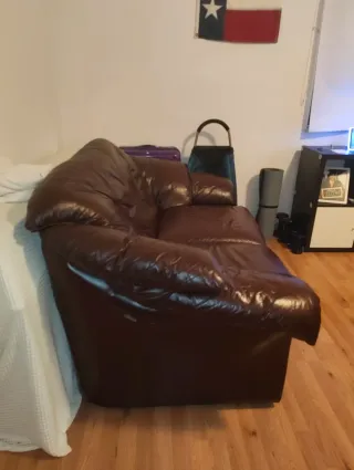 Sofá de 2 plazas marrón piel