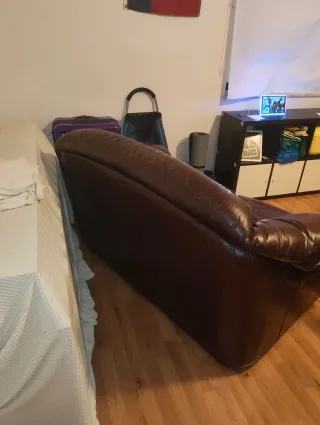 Sofá de 2 plazas marrón piel