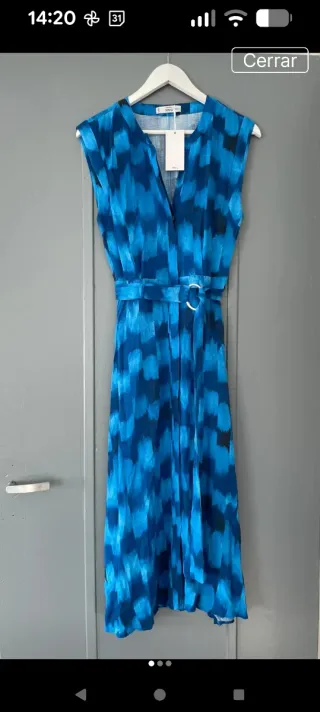 Vestido Mango azul estampado talla S