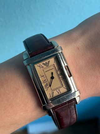 Reloj Armani Vintage Piel Marrón y Plata