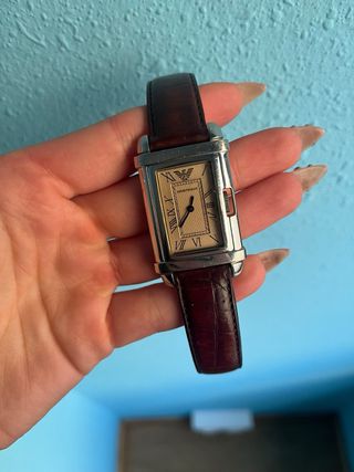 Reloj Armani Vintage Piel Marrón y Plata