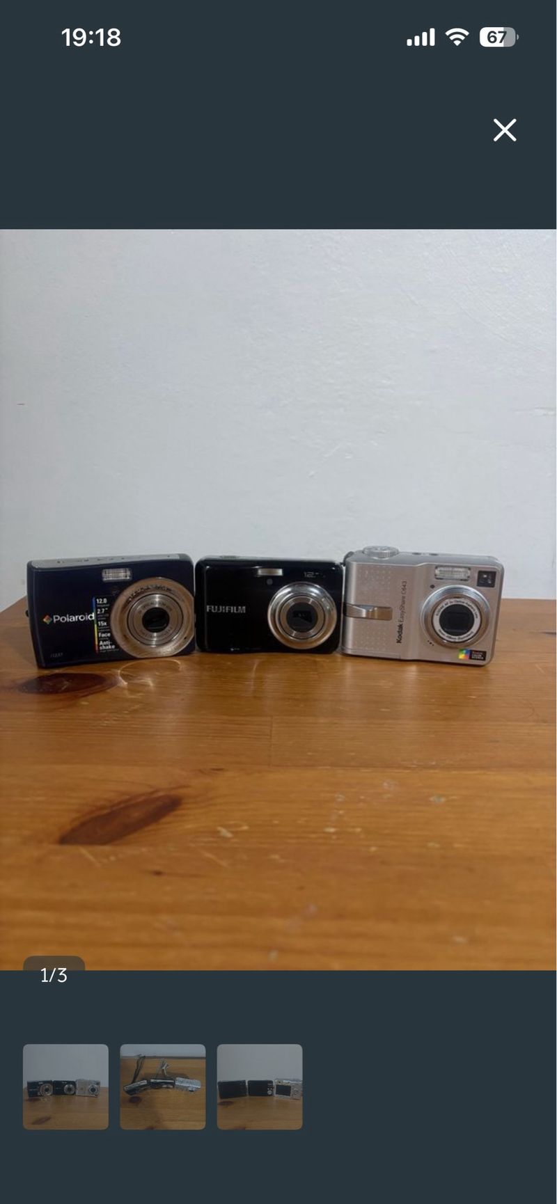 Lote 3 Cámaras Digitales Fujifilm, Kodak, Polaroid