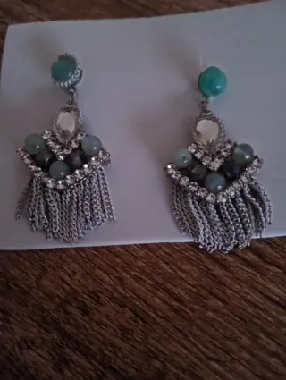 Pendientes bisutería mujer azul turquesa y plata