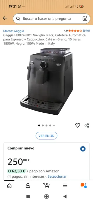 Cafetera Gaggia Naviglio Negra