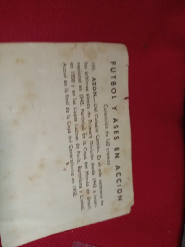 Cromo Futbol Antiguo Azon Colegio Catalán 1943