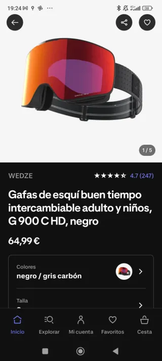 Gafas de esquí/snowboard como nuevas