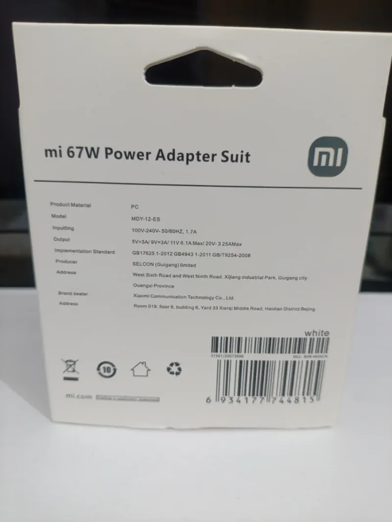 Cargador Xiaomi 67W Turbo con Cable afbeelding 3